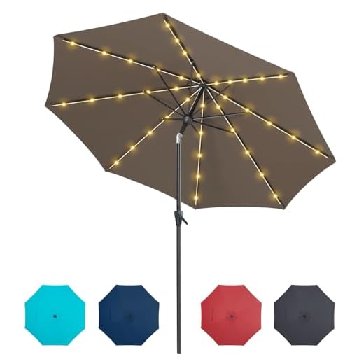 Best coice solare market umbrella 9ft Solar Powered Patio Umbrella