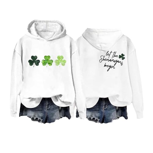 Genérico Sudadera con Cremallera 𝐆ap Women's Spring Hooded St. Day Letter Printed Loose Casual Hoodie Sudadera Termica Mujer Cremallera (White, XL)