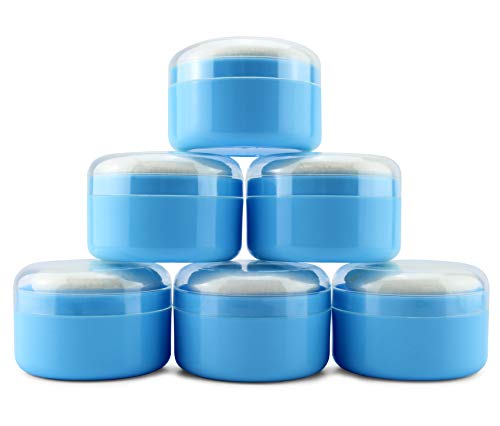 Cornucopia Empty Powder Puff Containers (6-Pack); Powder Dispensers with Puff and Sifter