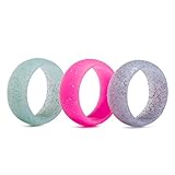 Silicone Wedding Ring, DHCare Wedding Band 9mm Wide (2mm Thick)-3 Ring Pack for Women Flexible Comfort Sport Safety Ring (6)