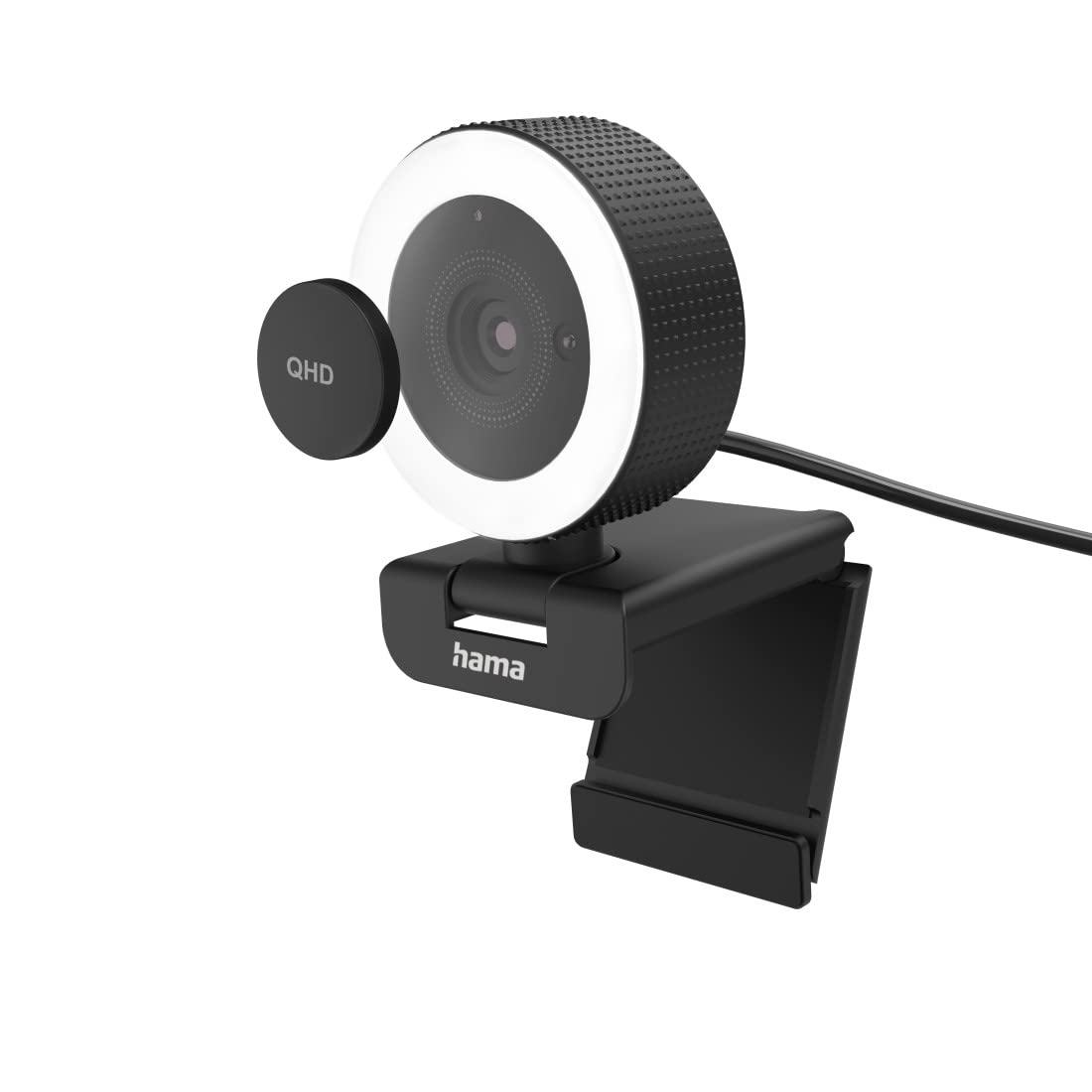 Hama C-850 Pro Webcam PC - Qualité Vidéo QHD 2K 1440p, Microphone Intégré, Cache Lentille, Filetage 1/4, Auto Focus, USB C - Convient pour Les Appels Vidéos et Le Streaming - Noir