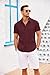 COOFANDY Men's Vacation Shirts Short Sleeve Casual Button Down Shirts Cuban Shirts Wine Red