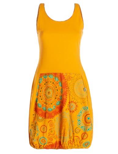 Vishes Alternative Bekleidung - Damen Ballonkleid Baumwolle geometrisch gelb 40