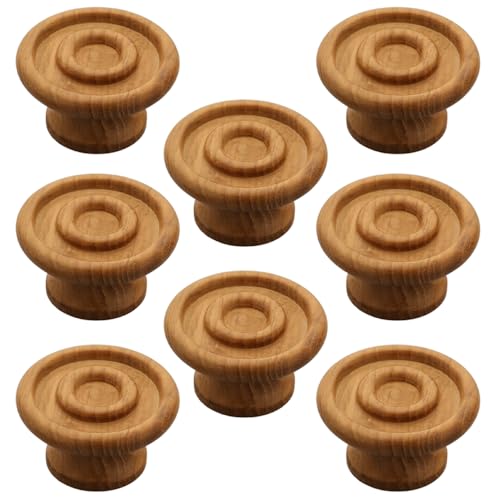 Image of 8 Piece Solid Teak Wood Round Drawer Knob| Natural Finish Wooden Cabinet & Wardrobe Handle | Modern Minimal Furniture Knob for Cupboard, Dresser & Kitchen Drawer -2 Inch-| 3 Years Warranty |
