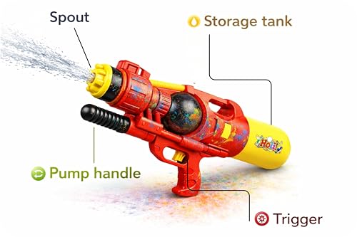 Image of Storio Holi Holi Pichkari Water Gun Toy for Kids with Upto 30Ft Range |High Pressure Mechanism Ideal Outdoor Toy for Pool & Beach Fun