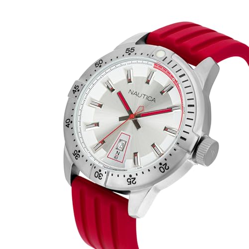 Image of Nautica Round 47mm Silver-Tone Dial Analog Men Watch - NAPMYF314