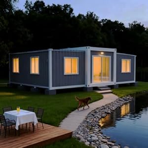 Prefabricated Tiny Home for Sale, 20ft Expandable Customized Container House with 2 Bedrooms, Kitchen and Bathroom, Portable Modular Foldable Tiny House to Live in for Adults for Office and Camping