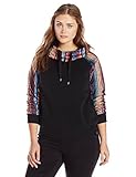 Southpole Junior's Plus-Size Printed Fleece Hoodie Sweatshirt with Solid Body