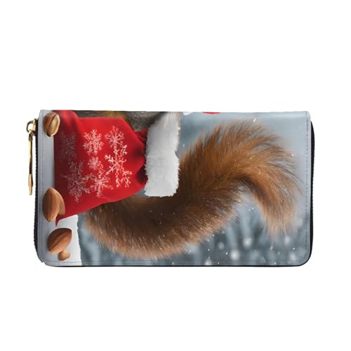 Christmas Squirrel Long Leather Wallet,Large Capacity Soft Pu Leather Purse For Women With Multiple Card Slots Phone Pocket And Zipper Coin Purse Stylish Phone Card Holder Clutch2