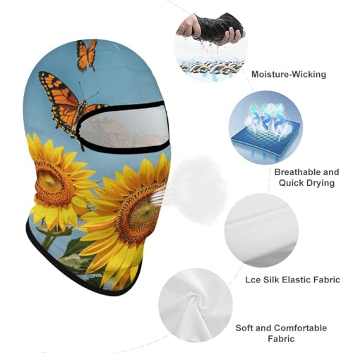 Balaclava para hombre y mujer, máscara para esquiar con diseño de girasol y mariposa, cubreboca completo para ciclismo miniatura 3