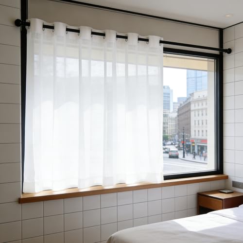 Voilage à oeillet pour chambre blanc contre les regards indiscrets - 2
