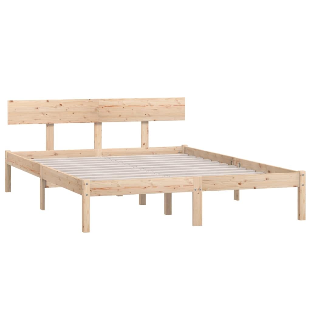 Marco de cama sin colchón de madera maciza (160 x 200 cm, cama de plataforma con soporte de listones de montaje fácil para dormitorio, adultos -C