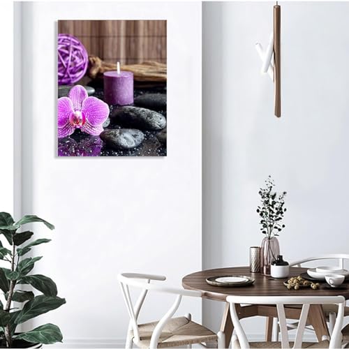 Tableau home déco zen orchidée violette grand format poster mural étanche 70x90cm - 4
