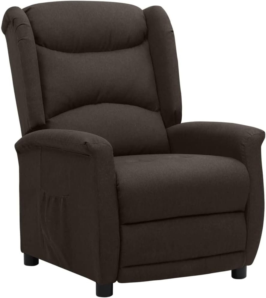 vidaXL Sillón Reclinable Ajustable Reposapiés Silla Sofá Asiento Salón Sala de Estar Oficina Mueble Ergonómico Elevable de Tela Marrón Oscuro