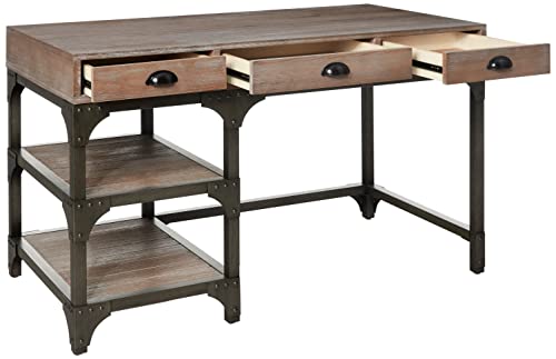 Acme Gorden Desk - 92325 - Weathered Oak & Antique Silver #TOP2