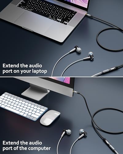 Image of FEDUS Aux Cable for Speakers, Aux Extension Cable, 3.5 mm Male to Female Audio Cable with Microphone 1 Meter TRRS 4 Pole Stereo Audio Extender Cord Aux Cable for Car, Earphone, Headphone, Phone,Tablet