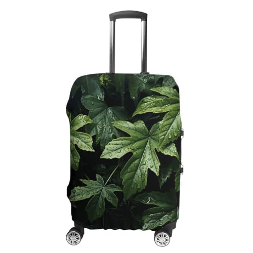 Carry on Luggage Cover Green Leaves Pattern Suitcase Covers for Luggages Tsa Approved Travel Luggage Sleeve Protector Elastic Suitcase Protector Anti-Scratch Washable Fits 19-30 Inch Case -L
