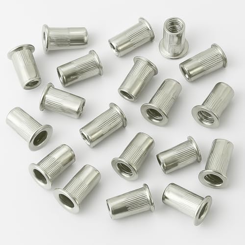 VEDA M4 x 0.7 Aluminium Flachkopf Blindnietmuttern – 50 Stück Nietmutter Set Gewindemuttern für Metall, Möbelbau, Werkstatt