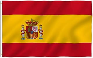 Anley Fly Breeze 3x5 Foot (90 X 150cm) Spain Flag - Vivid Color and UV Fade Resistant - Canvas Header and Double Stitched - Spainish National Flags Polyester with Brass Grommets 3 X 5 Ft