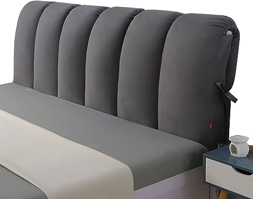 Cabecero acolchado para camas dobles, extraíbles y lavables, suaves almohadas anticolis para cabeceros de madera, hierro y cuero (190 x 60 cm, gris oscuro)