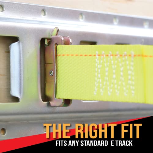 Boxer 6 Pack E-Track Ratchet Straps - 2" X 12' Logistics Straps 4,400Lbs Heavy Duty Tie Down Gray, Cargo Tie Down, Etrack Logistic Straps - Yellow #TOP2