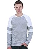 Allegra K Men Long Sleeve Crew Neck Contrast Color Casual T-Shirts Light Gray L