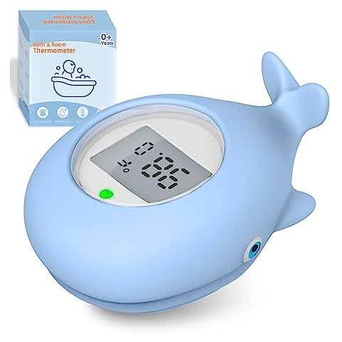 Baby Bath Tub Thermometer for Infant, Bathtub Water Temperature Room Thermometer, Safety Floating Bathing Toy, Newborn Essentials, Gifts for Moms Infant - New Upgraded Waterproof Cover