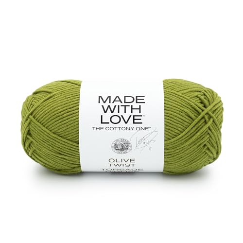 Image of Lion Brand Yarn, Tom Daley Made with Love The Cottony One Yarn for Crocheting, Knitting, and Crafts, Olive Twist, 1 Pack