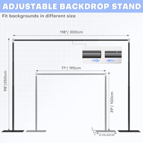 Image of HAYOHRT Pipe and Drape Backdrop Stand Kit 8x10 ft Adjustable Photo Background Backdrop Stand Heavy Duty with Metal Base for Party Wedding Video Studio Birthday Background Banquet Decorations