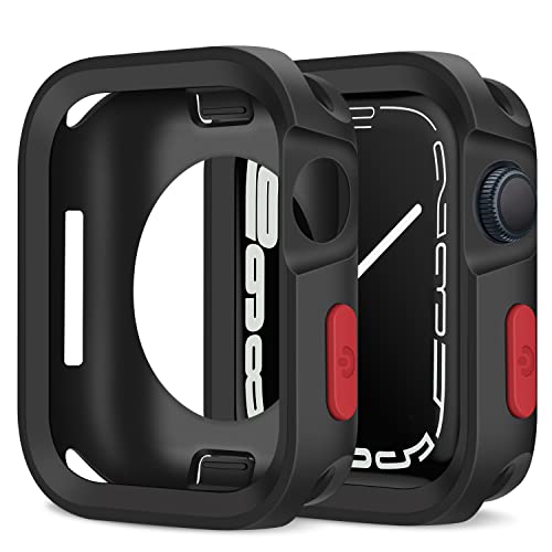 Amizee Rugged Case Compatible With Apple Watch Case Series 8/7 45Mm Series 6/Se/5/4 44Mm, Soft Tpu Shockproof Bumper Drop Proof Protective Cover Compatible With Iwatch - Black #TOP7