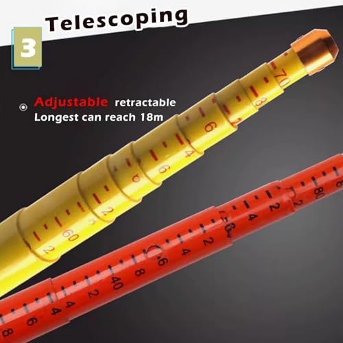 Telescoping Measuring Pole, Insulated 49.2ft/15m Rod for Accurate Truck, Tree & Basketball Hoop Height Measurement - Red Color, Durable & Lightweight Design
