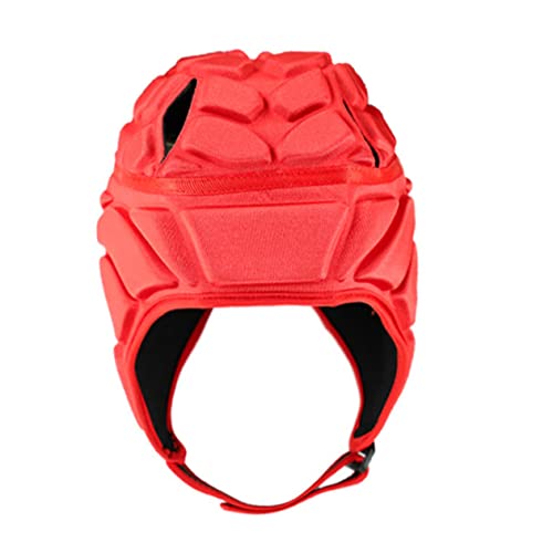 Protectores de cabeza de rugby, ajustable, transpirable, para fútbol, hockey, patinaje sobre ruedas, color rojo, talla L