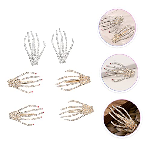 Pince à cheveux squelette main strass accessoires Halloween - 7