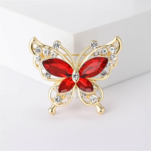 Image of coadipress Butterfly Brooch Pins Chic Romantic Elegant Rhinestone Crystal Insect Brooch Pin Women Corsage Scarf Shawl Clothing Accessories Wedding Party Banquet