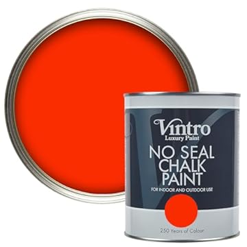 Vintro Paint | No Seal Chalk Paint | Red | Interior & Exterior Use | Furniture | Walls | Wood | Metal | 1 Litre (Bright Red - Racing Red)