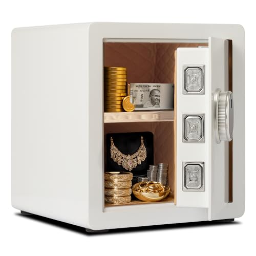 Image of BonKaso Smart Security Safe | Fingerprint PIN Key Access | Adjustable Shelves | Heavy-Duty Metal | Built-in Alarm | Compact Home Office Safe