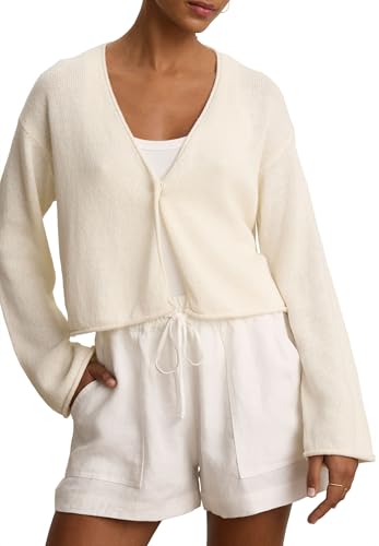 VELVET BY GRAHAM & SPENCER Women's Verity Organic Hemp Cotton Cardigan, Milk, Small