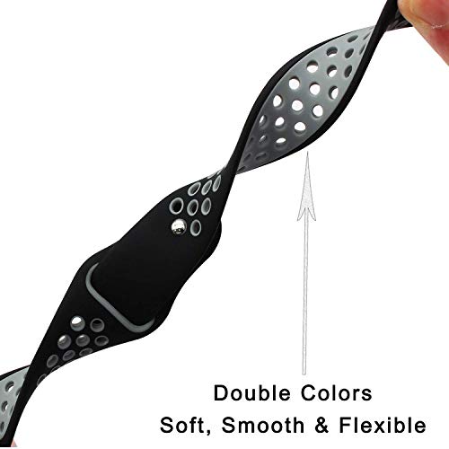 Image of ACUTAS 22MM Classic Silicone Replacment Strap Band for Fossil Gen 5 | Fossil Gen 5E | Fossil Gen 6 44mm Smartwatch (Black /Grey)