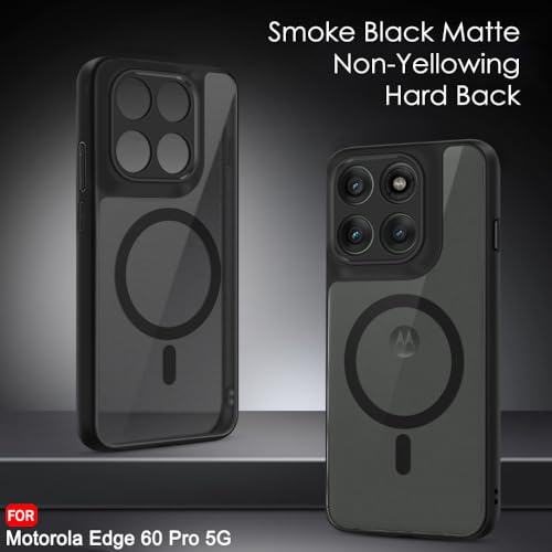 Image of TheGiftKart Hybrid Shockproof Back Cover Case for Motorola Moto Edge 60 Pro 5G | Hard Back Cover Case for Motorola Edge 60 Pro (PC & TPU, MagSafe Compatible, Translucent Smoke Matte Back, Black Sides)