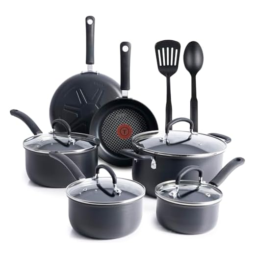T-fal Ultimate Hard Anodized Nonstick Cookware Set 12 Piece Pots and Pans, Dishwasher Safe Grey