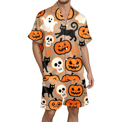 Pyjama Homme Imprimé Halloween - Vêtement Nuit Doux Pantalon Confort Tenue Fête