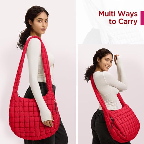 Image of Puffer Tote Bag for Women Large Quilted Crossbody Bag Quilted Carryall Bag Soft Puffy Hobo Handbags Puff Purse Shoulder Bag