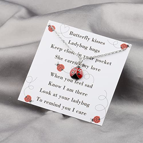 BLEOUK Ladybug Hugs Ladybug Necklace Missing You Gift Thinking of You Gift Sending a Hug Ladybird Jewelry4