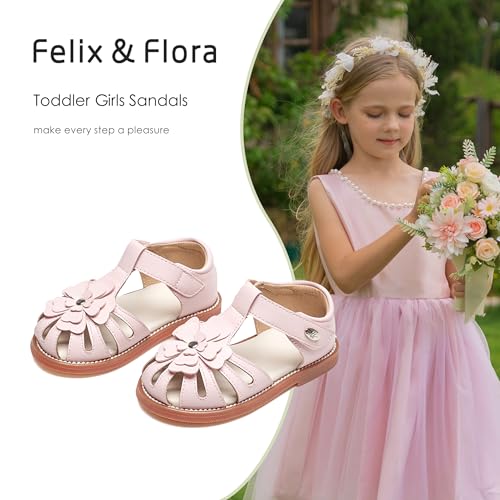 Image of Felix & Flora Toddler Girls Sandals Flower Girl Shoes Soft Rubber Princess Flat Shoes