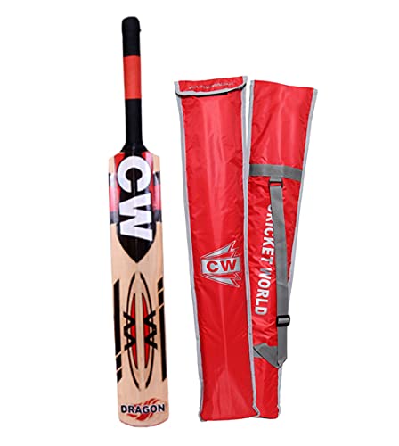 Batte de cricket pour balle en cuir CW Dragon taille complète avec poignée courte ergonomique