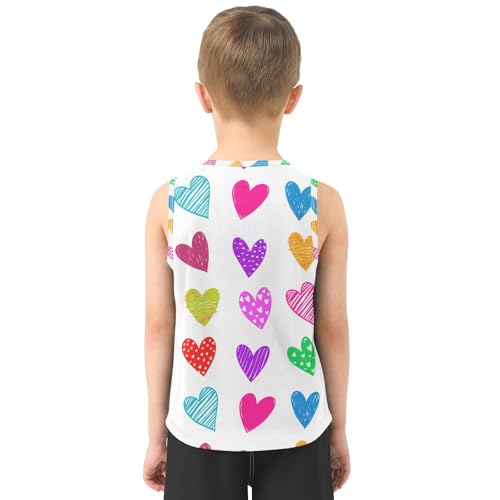 J JOYSAY Doodle Heart Shape Boys Tank Top Sleeveless Muscle Shirts Quick Dry Kids T-Shirts 3-15T3