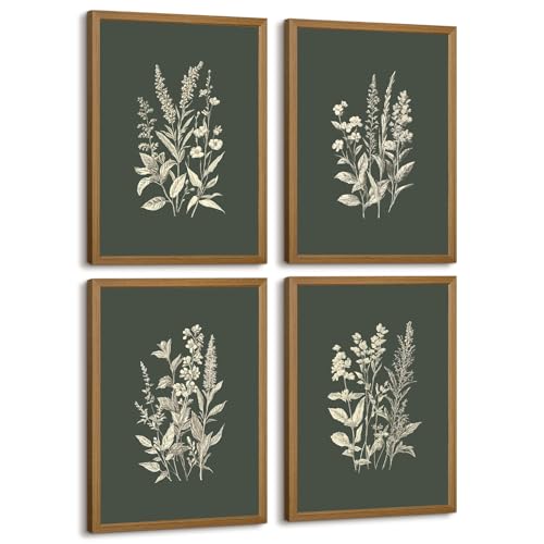 Vintage Floral Wall Art Botanical Flower Canvas Wall...