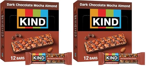 Image of KIND Bars, Dark Chocolate Mocha Almond, Healthy Snacks, Gluten Free, Low Sugar, 5g Protein, 12 Count (Pack of 2)