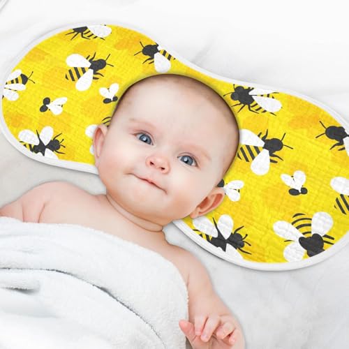 2 Pack Muslin Burp Cloths Bee Yellow Cotton Baby Burp Cloths Ultra Absorbent and Soft Burping Cloth for Newborn Boys Girls, Large 22" x 11"4