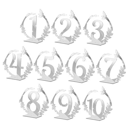 Cabilock 10 Pack Wedding Table Number Signs Acrylic Holders for Wedding Reception Events (numbers 1-10)